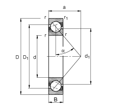 ǽӴ 7314-B-JP,  DIN 628-1 ׼Ҫߴ磬Ӵ  = 40