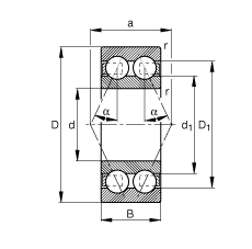 ǽӴ 3201-B-TVH,  DIN 628-3 ׼Ҫߴ磬˫УӴ  = 25