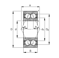 ǽӴ 3811-B-2RSR-TVH, ˫У˫ഽܷ⣬Ӵ  = 25