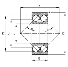 ǽӴ 3310-DA-MA,  DIN 628-3 ׼Ҫߴ磬˫Уɷ룬ʷȦӴ  = 45